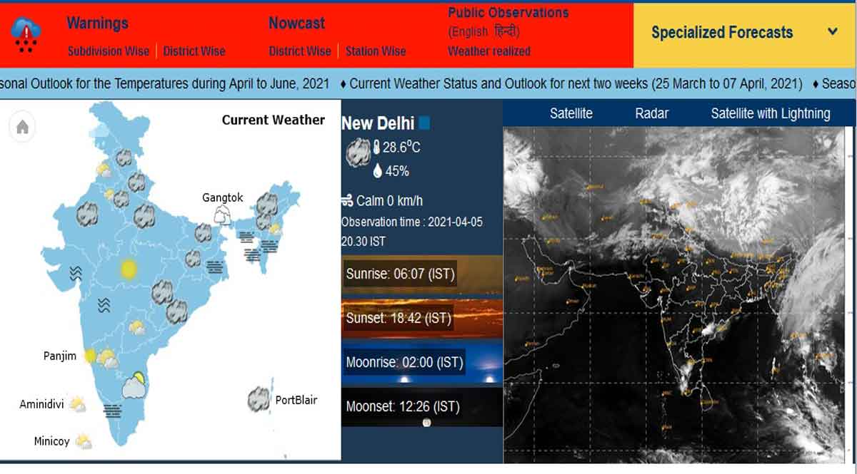 मौसम पूर्वानुमान 06 अप्रैल से 12 अप्रैल 2021