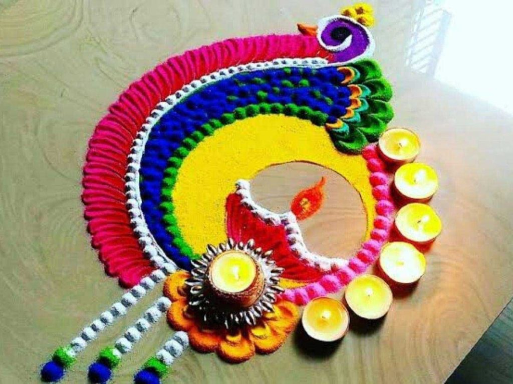 Rangoli with diya
