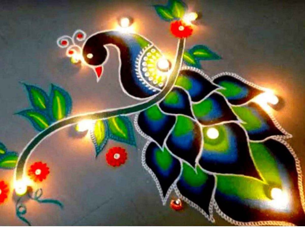 rangoli designs for diwali peacock