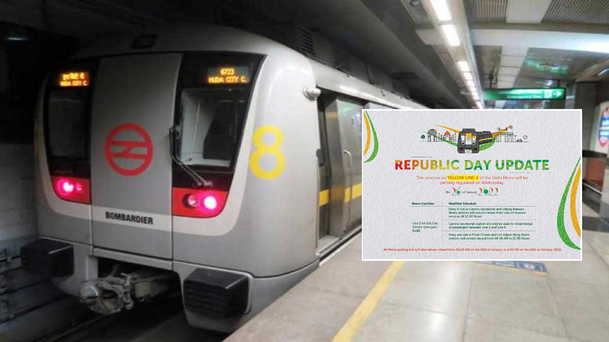 DMRC Republic Day January 26, 2022 Yellow Line