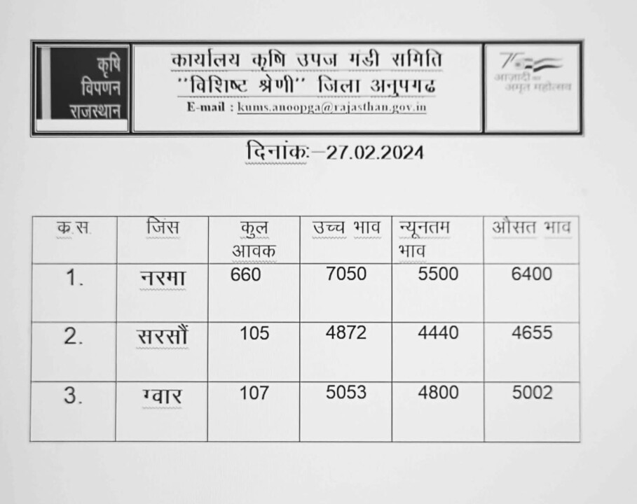अनूपगढ़ मंडी भाव