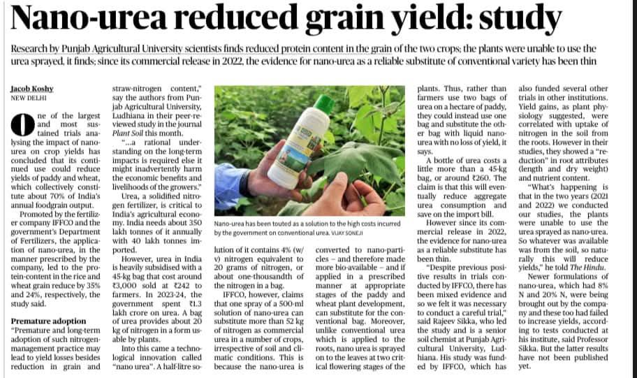 Neno urea Reduced grain yield