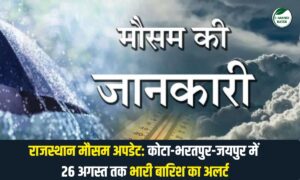 राजस्थान मौसम अपडेट: कोटा-भरतपुर-जयपुर में 26 अगस्त तक भारी बारिश का अलर्ट
