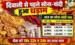दिवाली से पहले सोना-चांदी हुआ धड़ाम, चेक करें 18k 22k व 24k का ताजा भाव