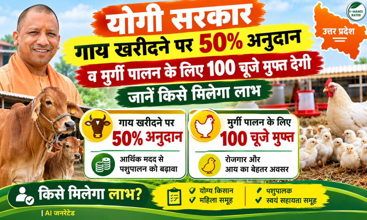 Yogi government will provide a 50% subsidy for cows and 100 chicks free of cost for poultry farming.